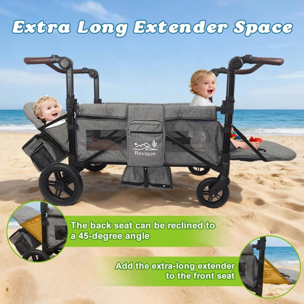 Rovique 4 Seater Wagon Stroller with Extra-Long Extender